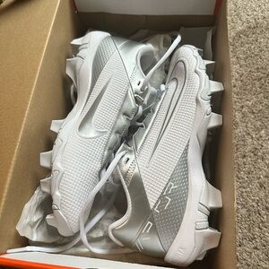 Nike Metallic Silver and White Cleats